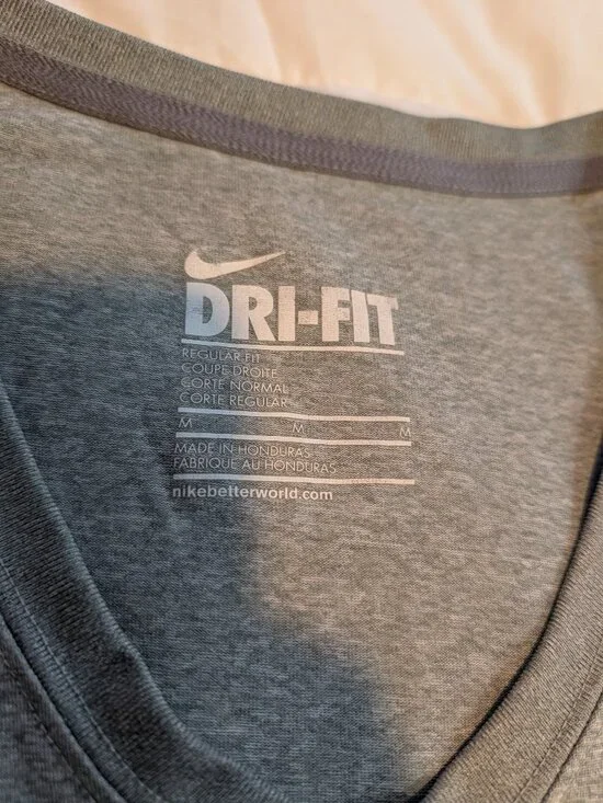 Nike Dri-Fit V Neck Grey Tshirt Medium - Picture 2 of 3